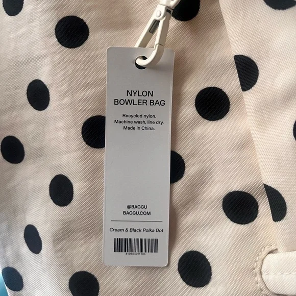 Baggu Bowler Bag- Polka Dot Cream & Black - Picture 4 of 8